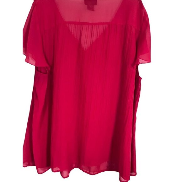 Lane Bryant Neutral Top 22 Red Flowy Festive Holiday Chic Feminine Workwear 80s - Picture 8 of 13